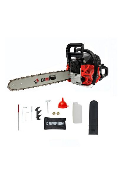 Campion Drujba pe benzina Moghilev 6 CP, 52cc, Rosie,2 Lame si 2 Lanturi,Lant 32-36 D,Taiere 40-45cm