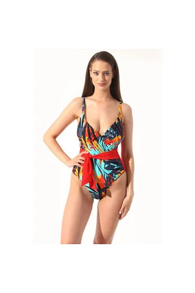 Piera One-piece swimsuit D1282 red printed C-000L