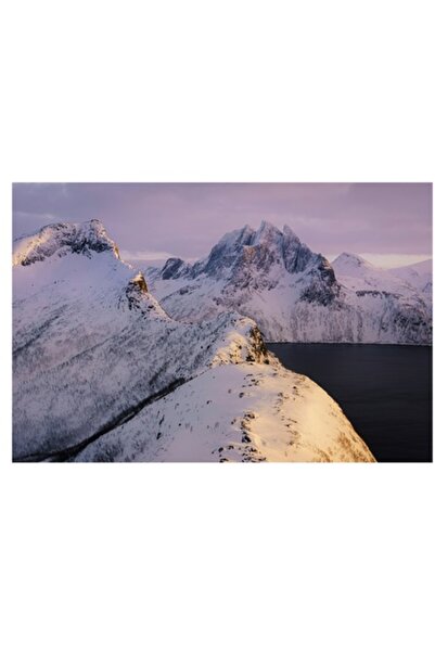 OEM Tablou Canvas, "Munte acoperit de zapada la apus", 100 x 70cm