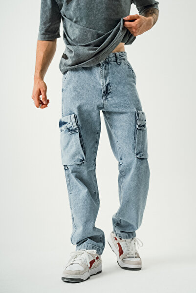 Denim Republic Blue Loose Cargo Pants Baggy