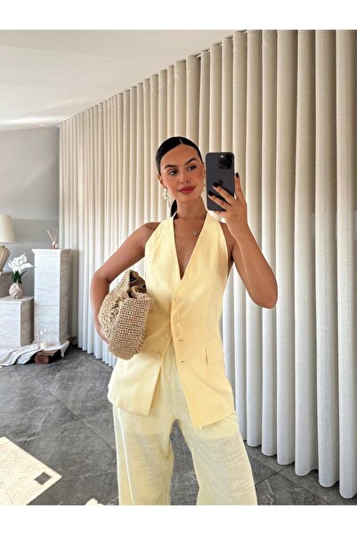 mydukkan.co Back Low-Cut Linen Vest