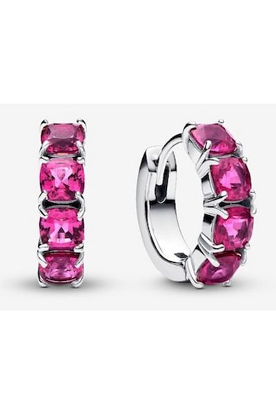Pandora Cercei rotunzi Cristal Roz - Argint 925