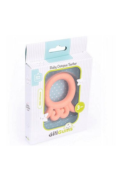 GiliGums Teething ring, Giligums, Octopus, For gum massage, Silicone, BPA free, 3 months+