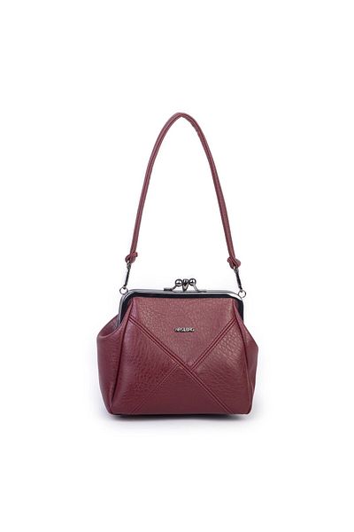 Nas Bag Geantă de umăr și crossbody pentru femei Mini Vintage Scholarship Clip Claret Red Victoria (20x17 cm)