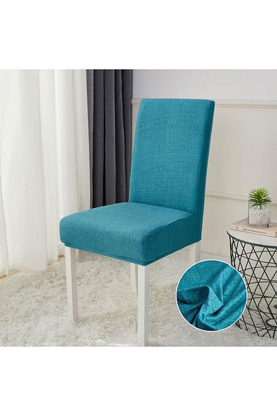 trendyhome Set of 6 Elastic Chair Covers, Elastic Cotton, UNI, Turquoise, J11244