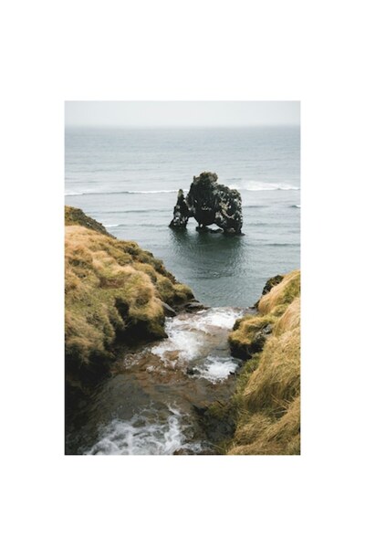 OEM Pictură pe pânză, „Cascada care se sparge într-un ocean liniștit”, Pietre...