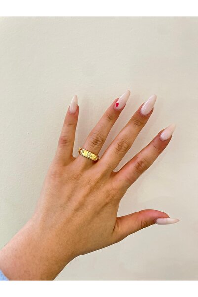 MyladyAccessoriess خاتم من الفولاذ بتفاصيل البرسيم