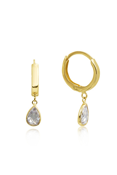 Altınkesesi 14 Ayar Altın Beyaz Taş Sallantılı Halka Küpe