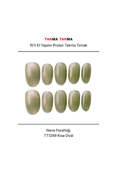 Takma Takma 15'li Yeşil Kısa Oval TT1299 Tekrar Kullanılabilir El Yapımı Prot...