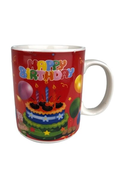 OEM Cana cu lingurita, Happy Birthday, ceramica, 200 ml, 8X9 cm