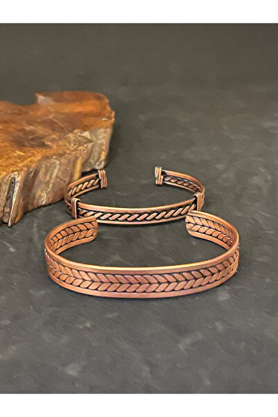 Rupen Kraft مجموعة من 2 أساور من النحاس النقي بنسبة 100%، 2 أساور منقوشة ملتو...
