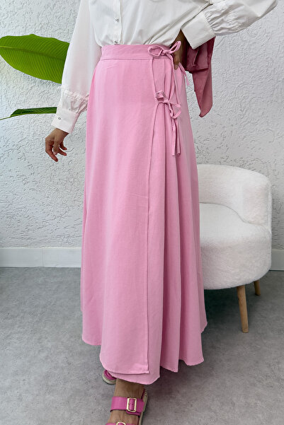Salih Çelebi Tek Parça Çapraz Bağlamalı Etek 2356 - PEMBE