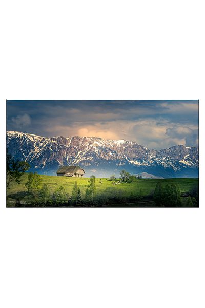 RsStyle Print Canvas Painting - Traditional Refuge at the Foot of the Mountains, 120x80cm