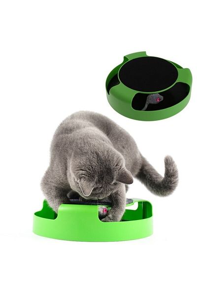 PROCART Interactive cat toy, carousel with plush mouse, stand with mat