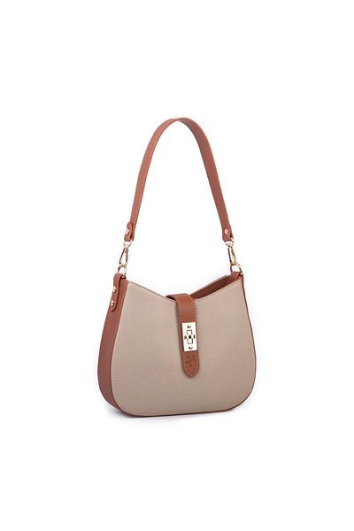 Nas Bag Γυναικεία Οβάλ Τσάντα ώμου και χιαστί Sand Tan Liza