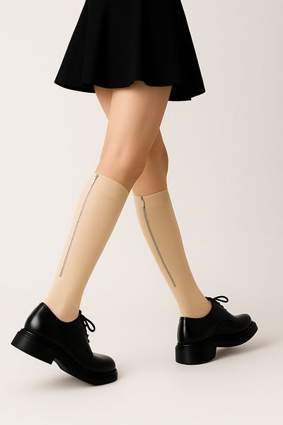 BENİSA ÇORAP Women's Zippered Knee High Socks