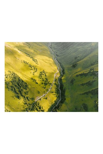 OEM Tablou Canvas, 'Valea imbratisata de soare si parau', Peisaj Montan Sublim