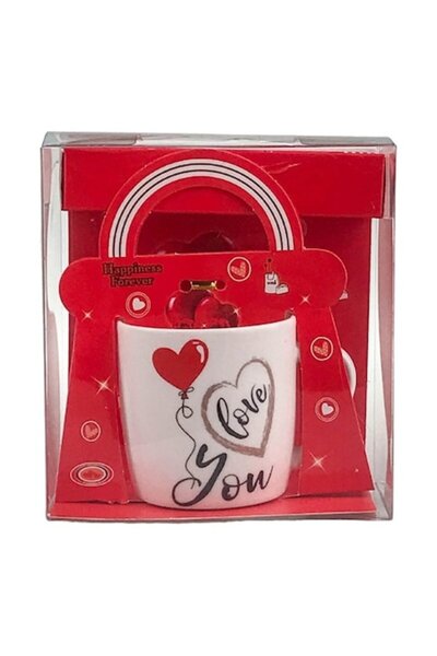 OEM Cană ceramică cu inimioare 13x14 cm în cutie cadou