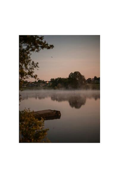 OEM Tablou Canvas, "Rasaritul linistit peste lacul mistuit", 50 x 70cm