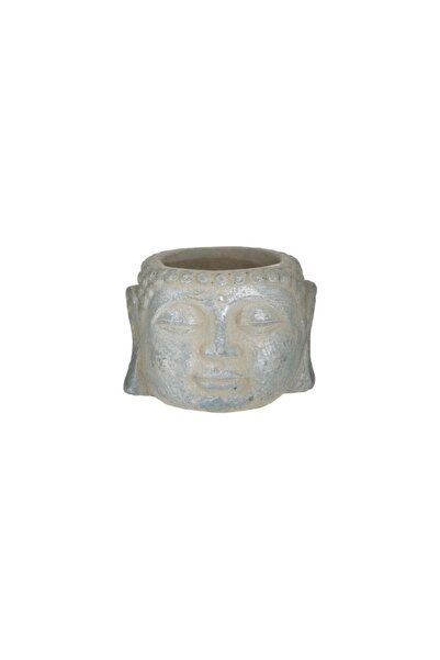 aom Buddha Cement Flowerpot, Silver Grey, 12Χ9Χ12 cm