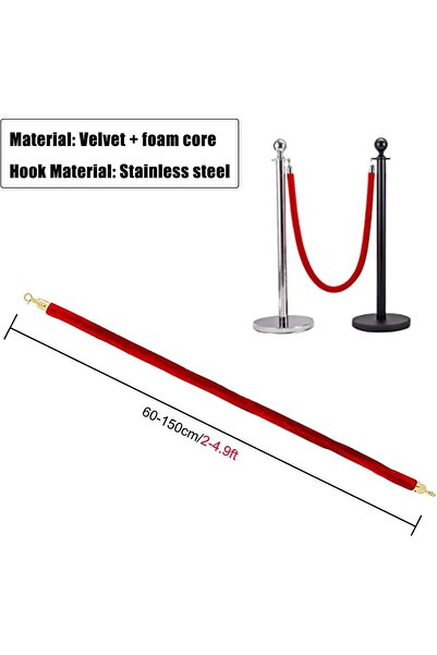 Generic Velvet Queue Barrier Rope for VIP Entry, Hospital/Bank Hanging Stanchion Rope/Crowd Control Rope Bar