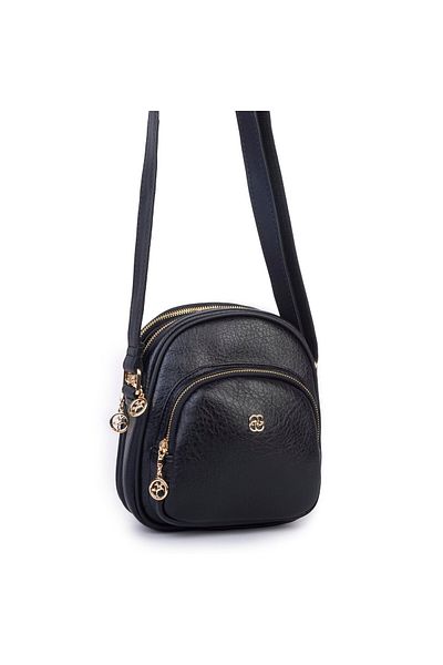 Nas Bag Geantă de umăr și crossbody pentru femei cu mai multe compartimente Victoria neagră (20x22 cm)