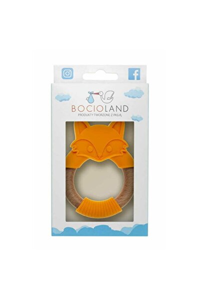 Bocioland Teething toy, Bocioland, Silicone and wood, Easy to grip, Bpa Free, Fox, Orange