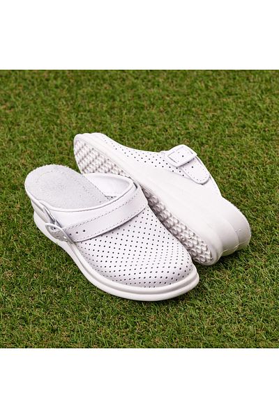 Tellus Medical leather clogs “Tellus” 50-08/01, White - 36