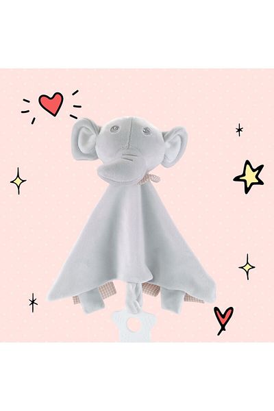 Free2Play Blanket, Free2Play, Elephant, Soft, With rattle, With teething toy, 33 x 33 x 8 cm, Grey