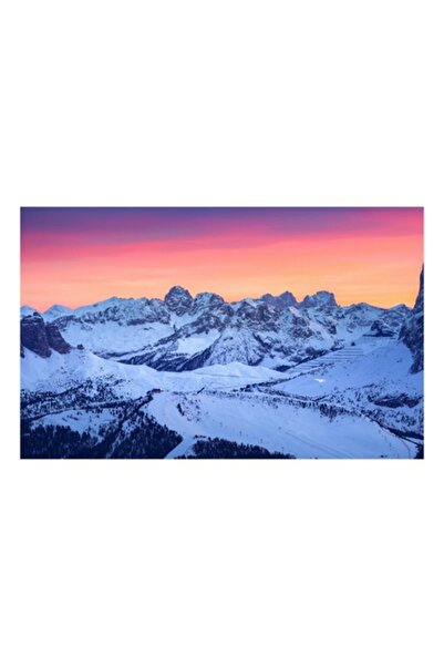 OEM Tablou Canvas, "Apus vibrant peste munti albi", 100 x 100cm