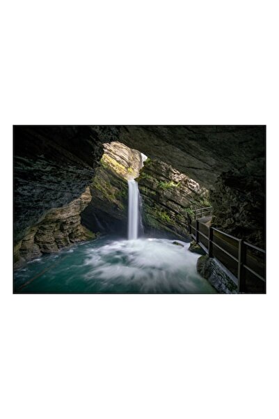 OEM Pictură pe pânză, „Cascada ascunsă într-o peșteră misterioasă”