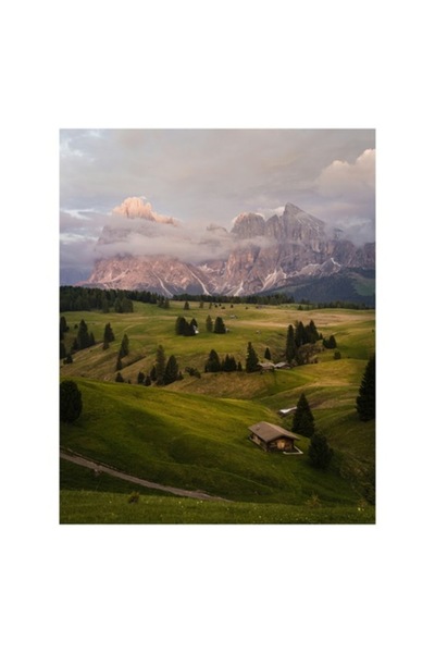 OEM Tablou Canvas, Lumina diminetii peste Alpii verzi