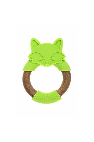Bocioland Teething toy, Bocioland, Silicone and wood, Easy to grip, Bpa Free, Fox, Green