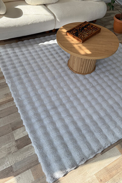 Aybek Rug Yumuşak Bubble Kaymaz Özel Taban Gri Peluş Halı Yolluk