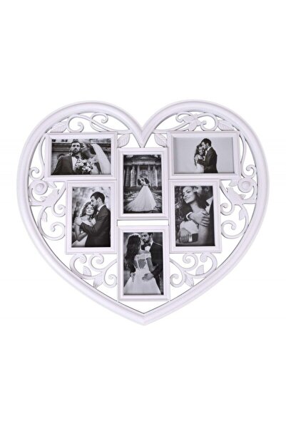 Palmonix Breva Photo Frame Collage 6 Photos, Heart Shape, Color White