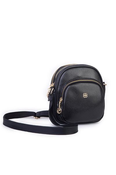 Nas Bag Γυναικεία τσάντα χιαστί και ώμου πολλαπλών ματιών μαύρη Lopez (20x22 cm)