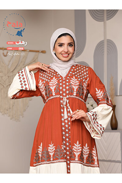 Hala Embroidered reception jalabiya made of light and soft linen fabric that gives you a feeling of comfort and freshness