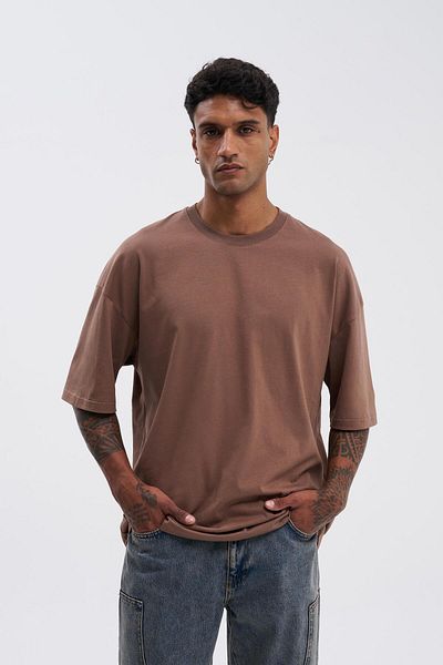 Machinist Men's Basic Super Cotton Oversize Chocolate T-Shirt
