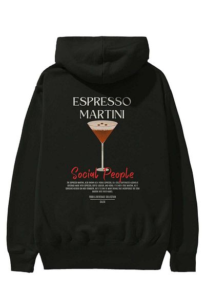 Ankhises Espresso Martini Cocktail Back Printed Hoodie Oversize Hooded Sweatshirt Men Women