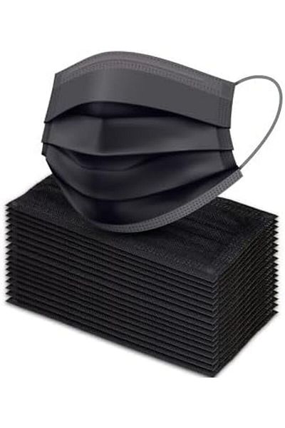Generic Facemask Black Disposable 1 Package (50 Count): Breathable Dust Filter with Elastic Ear Loops