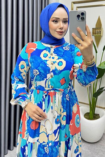 SGS Φόρεμα βισκόζης με σχέδιο φλοράλ μπλε κοβαλτίου ΜΠΛΕ