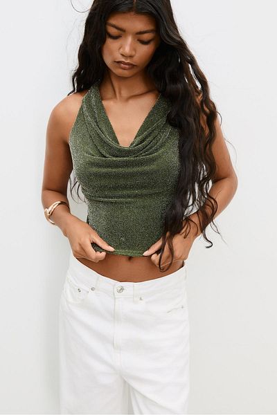 Stradivarius Shimmery halter top