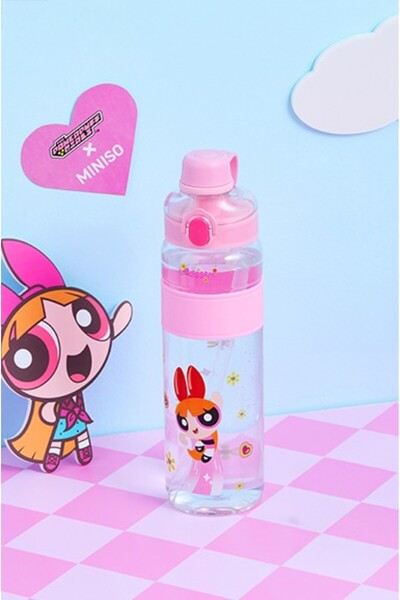 Miniso Powepuff Girls Lisanslı Plastik Şişe 1100ML - Pembe