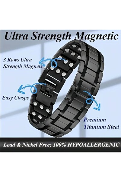 ORGANICYOU DONGUAN Erkekler için 1 Adet Titanyum Çelik Manyetik Bilezik - 350...