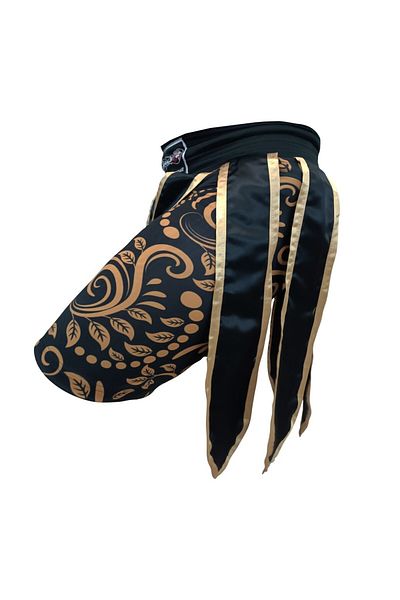 Dragondo MT3031 Muay Thai Kick Boxing Σορτς με καλσόν Φούντες Μαύρο