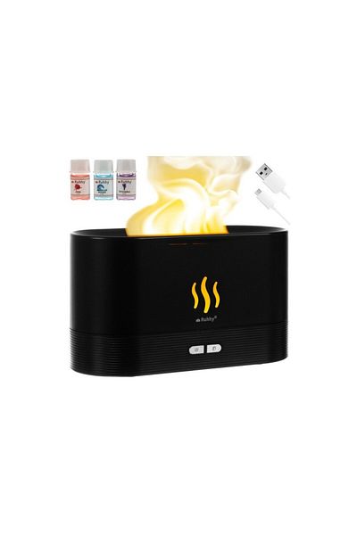 Ruhhy Difuzor de aromaterapie 3 în 1, lampă LED RGB cu efect de flacără, 7 culori, umidificator, 180 ml, 6,5 W, USB