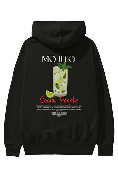 Ankhises Mojito Cocktail Back Printed Hoodie Oversize Hooded Sweatshirt Men Women