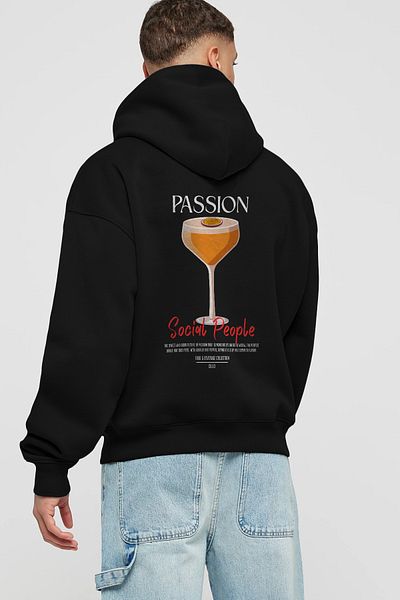 Ankhises Passion Cocktail Back Printed Hoodie Oversize Hooded Sweatshirt Men Women
