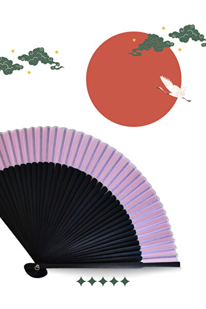 CrossBorder Decor Yazın Vazgeçilmezi: Katlanabilir Japon Bambu Yelpaze + Kuma...
