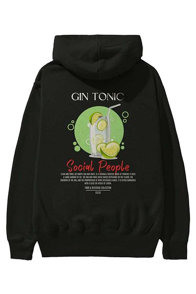 Ankhises Gin Tonic Cocktail Back Printed Hoodie Oversize Hooded Sweatshirt Men Women